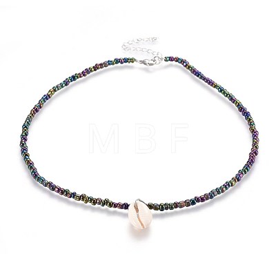 Glass Seed Beads Pendant Necklaces NJEW-JN02314-M-1