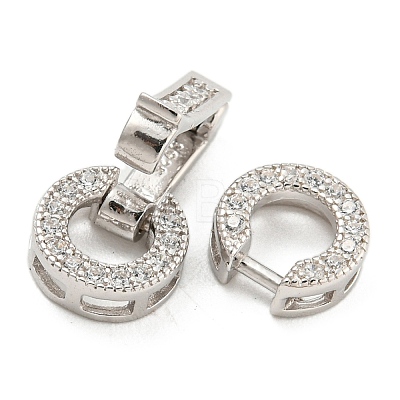 925 Sterling Silver Micro Pave Clear Cubic Zirconia Fold Over Clasps STER-U001-20P-1