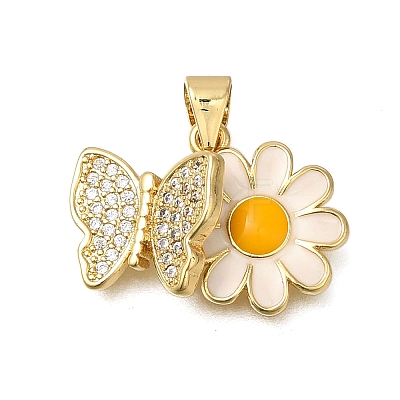 Rack Plating Brass Micro Pave Cubic Zirconia Pendants ZIRC-F142-26G-1