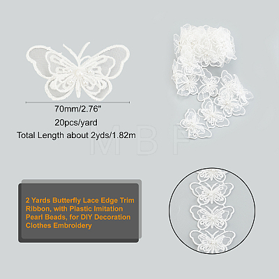  2 Yards Butterfly Lace Edge Trim Ribbon OCOR-NB0001-40-1