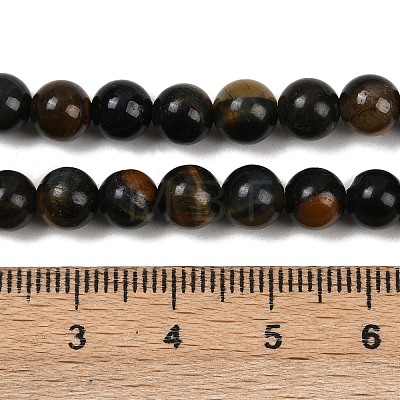 Natural Yellow Blue Tiger Eye(Dyed & Heated) Bead Strands G-P230-07-8mm-AB-1