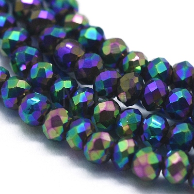 Electroplate Glass Beads Strands GLAA-F079-A-FP07-1