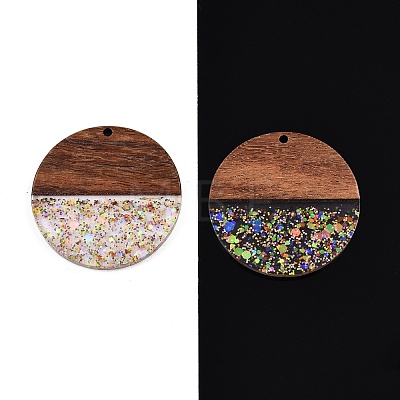 Epoxy Resin & Walnut Wood Pendants RESI-T057-10B-1