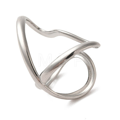 Non-Tarnish 304 Stainless Steel Open Cuff Ring RJEW-C068-05E-P-1