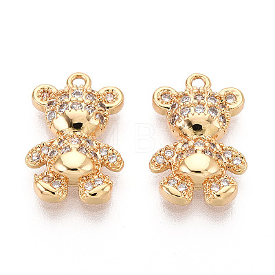 Brass Micro Pave Clear Cubic Zirconia Pendants KK-T078-02G-02-1