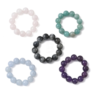 Natural Gemstone Beaded Stretch Bracelets for Children BJEW-JB13698-1