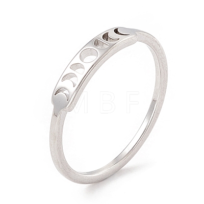 304 Stainless Steel Moon Phase Finger Ring for Women RJEW-A006-04P-1