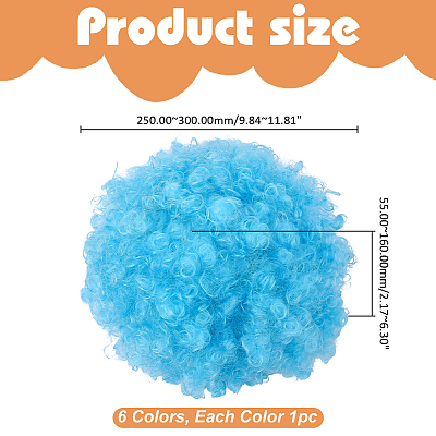 6Pcs 6 Styles Afro Wig Cap for Halloween DIY-WR0005-37-1