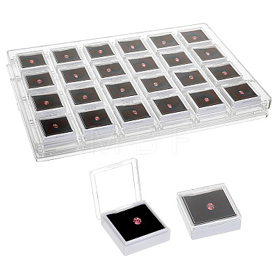 24-Grid Transparent Acrylic Loose Diamond Package Organizer Boxes CON-WH0085-207B-1