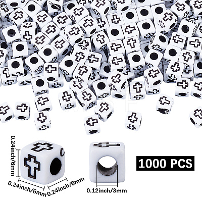 1000Pcs Craft Style Acrylic Beads MACR-PA0001-77-1