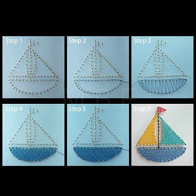 Sailing Boat Pattern DIY String Arts Kit Set DIY-F070-07-1
