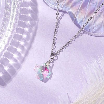 Electroplated Clear AB Glass Pendant Necklaces NJEW-JN05146-03-1