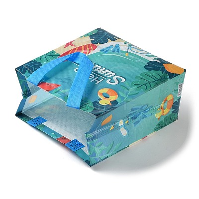 Summer Theme Printed Non-Woven Reusable Folding Gift Bags with Handle ABAG-F009-B02-1