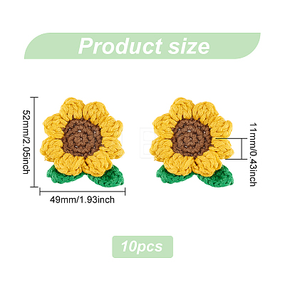 Sunflower Shape Crochet Appliques DIY-FG0004-04-1