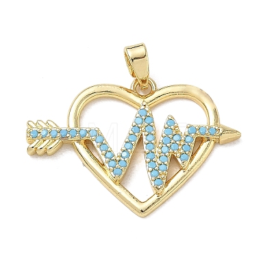 Brass with Turquoise Rhinestone Pendants RB-CBA5CBE-01G-1