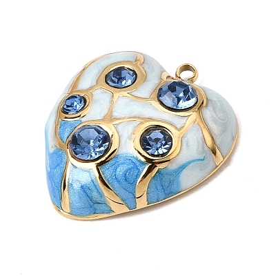 304 Stainless Steel & Enamel & Rhinestone Pendants SA-CBAA9A2-07G-05-1