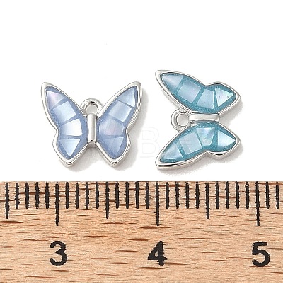 Rack Plating Brass & Shell Butterfly Charms with Epoxy Resin KK-K380-02P-1