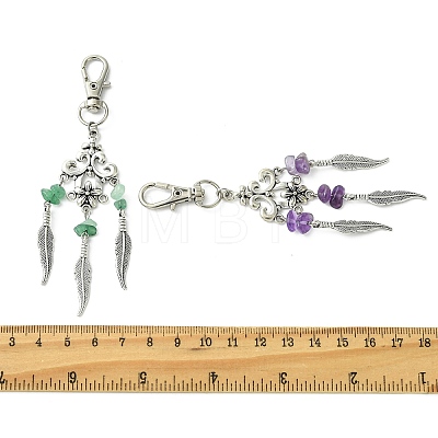 Natural Green Aventurine & Amethyst & South Red Agate & Synthetic Turquoise & Lampwork Pendant Decorations HJEW-JM04938-1