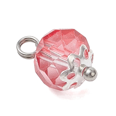 6Pcs Gradient Color Glass Pendants PALLOY-JF04741-1
