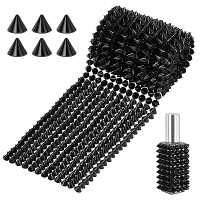 AHADERMAKER 12-Row Resin Spike Stud Cone Flatback Punk Rock Trim Mesh Bead Craft FIND-GA0003-72A-1