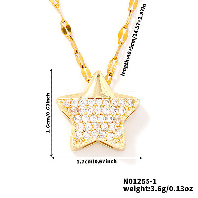 Luxury Brass Clear Cubic Zirconia Star Pendant Fashion Necklaces for Versatile and Stylish Look XT3331-1-1