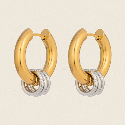 304 Stainless Steel Fashion Triple Ring Dangle Hoop Earrings for women MK3977-2-1