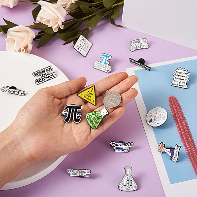 12pcs 12 style Mathematical Formula Enamel Pin JEWB-CD0001-03-1