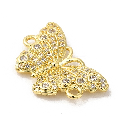 Rack Plating Brass Pave Clear Cubic Zirconia Connector Charms KK-K377-49G-1