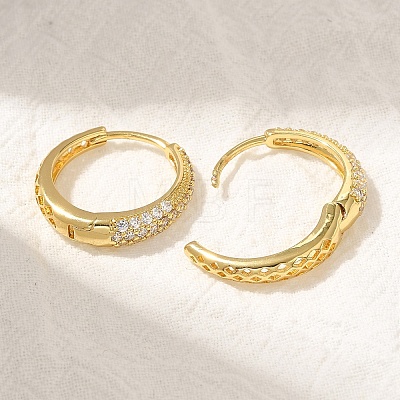 Rack Plating Brass Micro Pave Cubic Zirconia Hoop Earrings EJEW-H143-25G-1