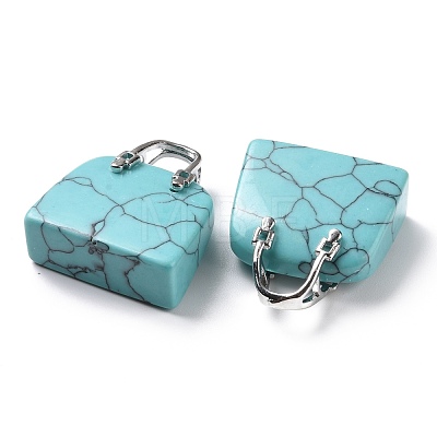 Synthetic Turquoise Brass Pendants KK-E274-01P-07-1