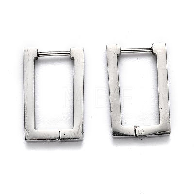 Tarnish Resistant 304 Stainless Steel Rectangle Huggie Hoop Earrings STAS-J033-10B-P-1