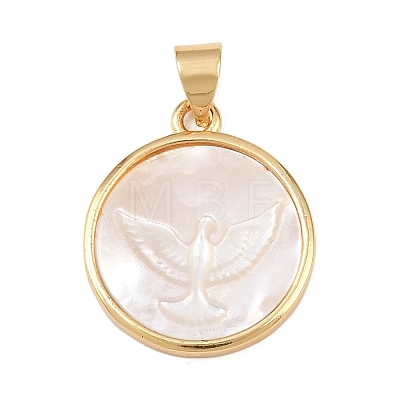 Natural White Shell Flat Round Pendants KK-F919-42A-G-1