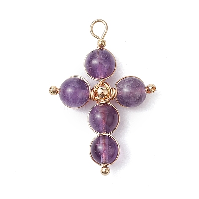 Natural Amethyst Pendants PALLOY-JF02885-04-1