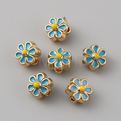 Light Gold Tone Alloy Enamel Beads ENAM-WH0057-43F-1