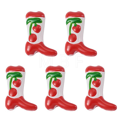 5Pcs Boot Baking Paint Glass Enamel  Beads LAMP-TADJ0001-08H-1