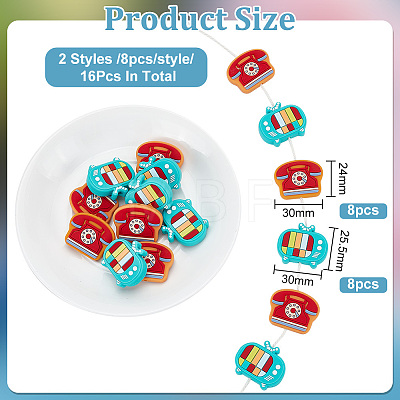16Pcs 2 Style Television/Telephone Food Grade Silicone Beads SIL-GO0001-16-1
