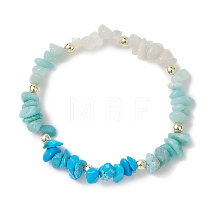 Natural & Synthetic Mixed Gemstone Chip Beads Stretch Bracelets for Women BJEW-JB13107-1