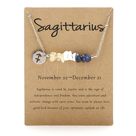 667 Stainless Steel with Natural Yellow Quartz & Natural Howlite & Natural Sodalite Chip Pendant Necklaces FS-WGFED6E-06-1