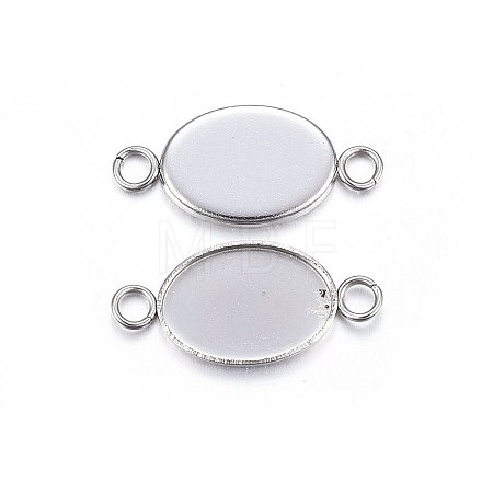 Tarnish Resistant 304 Stainless Steel Cabochon Connector Settings X-STAS-P210-12P-1
