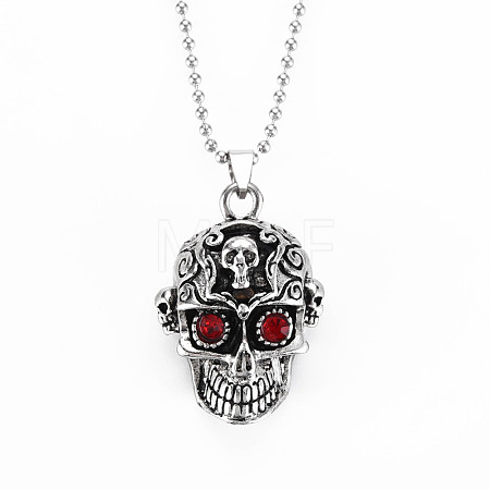 Alloy Rhinestones Pendant Necklaces NJEW-S381-099-1