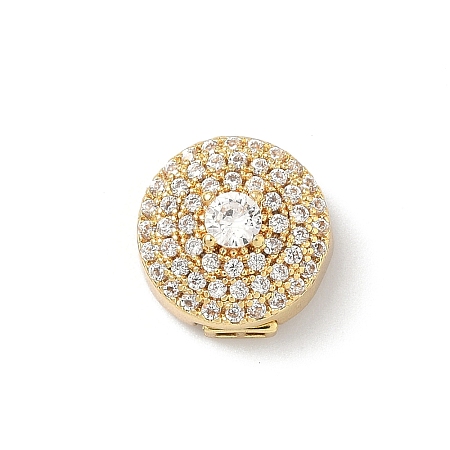 Brass Micro Pave Clear Cubic Zirconia Magnetic Clasps KK-Z139-01G-03-1