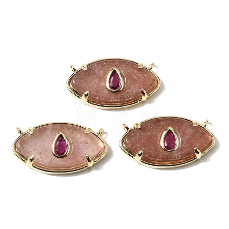 Natural Strawberry Quartz Pendants KK-C255-22G-03-1