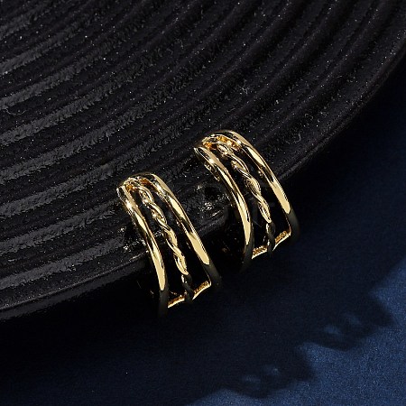 Brass Triple C-Shaped Cuff Earrings EJEW-D332-05E-G-1