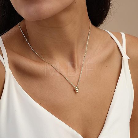 Brass Initial Pendant Box Chain Necklaces for Women FS-WG5C822-06-1