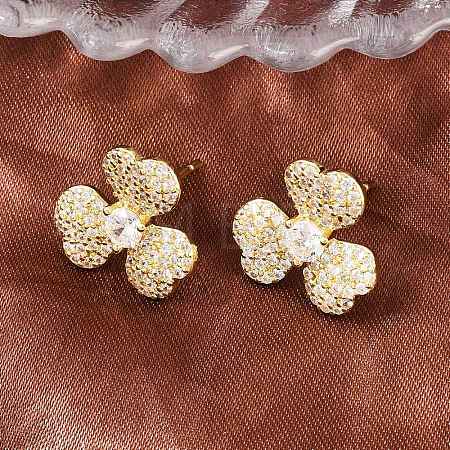 Brass Micro Pave Cubic Zirconia Stud Earrings EJEW-G471-51G-1