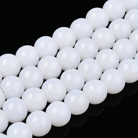 Imitation Jade Glass Beads Strands GLAA-T032-J8mm-01-1