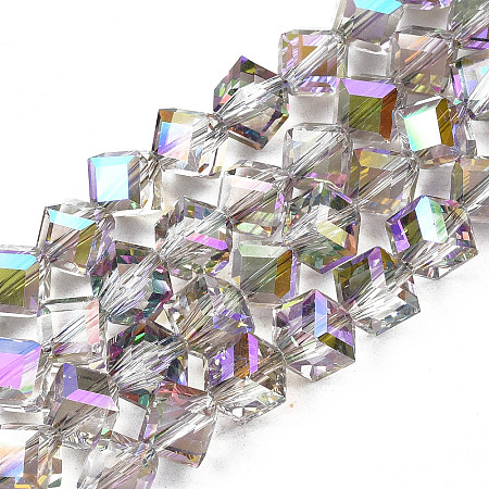 Electroplate Transparent Glass Beads Strands X-EGLA-N002-29-C01-1