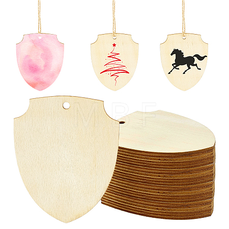 Shield Shape Unfinished Wood Board WOOD-WH0062-57-1
