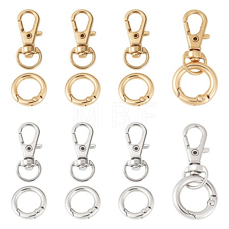 10Pcs 2 Colors Alloy Swivel Snap Hook Clasps & 10Pcs 2 Colors Alloy Spring Gate Rings Findings Kits FIND-TADJ0001-25-1