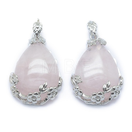 Natural Rose Quartz Pendants G-P393-B05-1